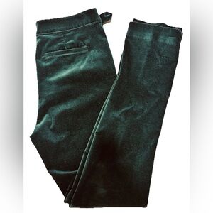 JJIll Holiday Pants Velvet Forest Green 6 Straight Leg Preppy Festive Party